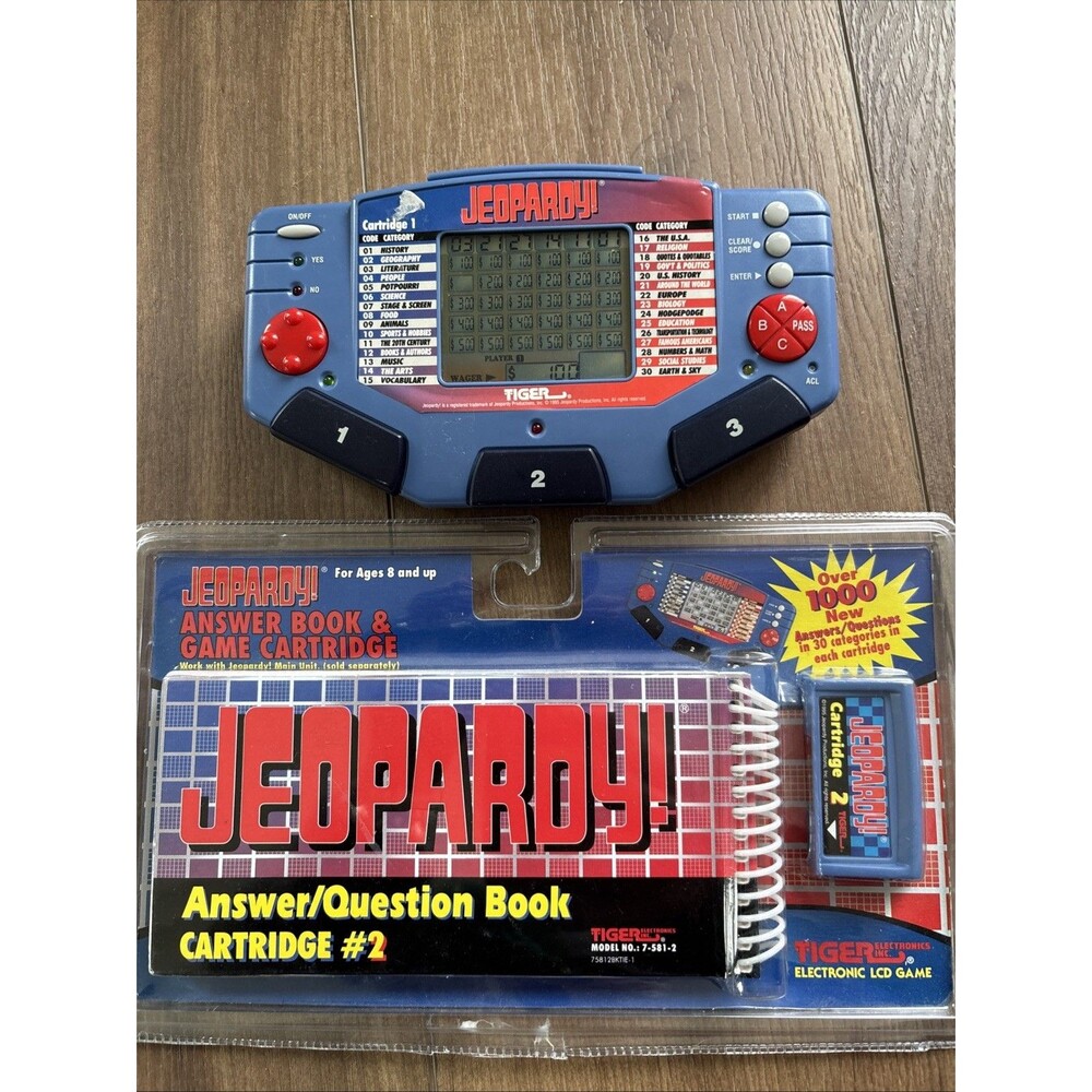 Jeopardy Handheld Electronic Game With Cartridge Works! Tiger Brand Tested, Work